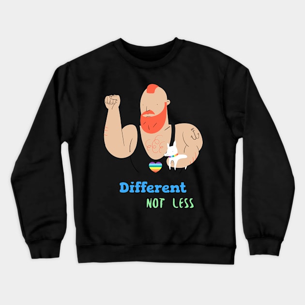 Different Not Less, Gay pride Crewneck Sweatshirt by Ito Effect